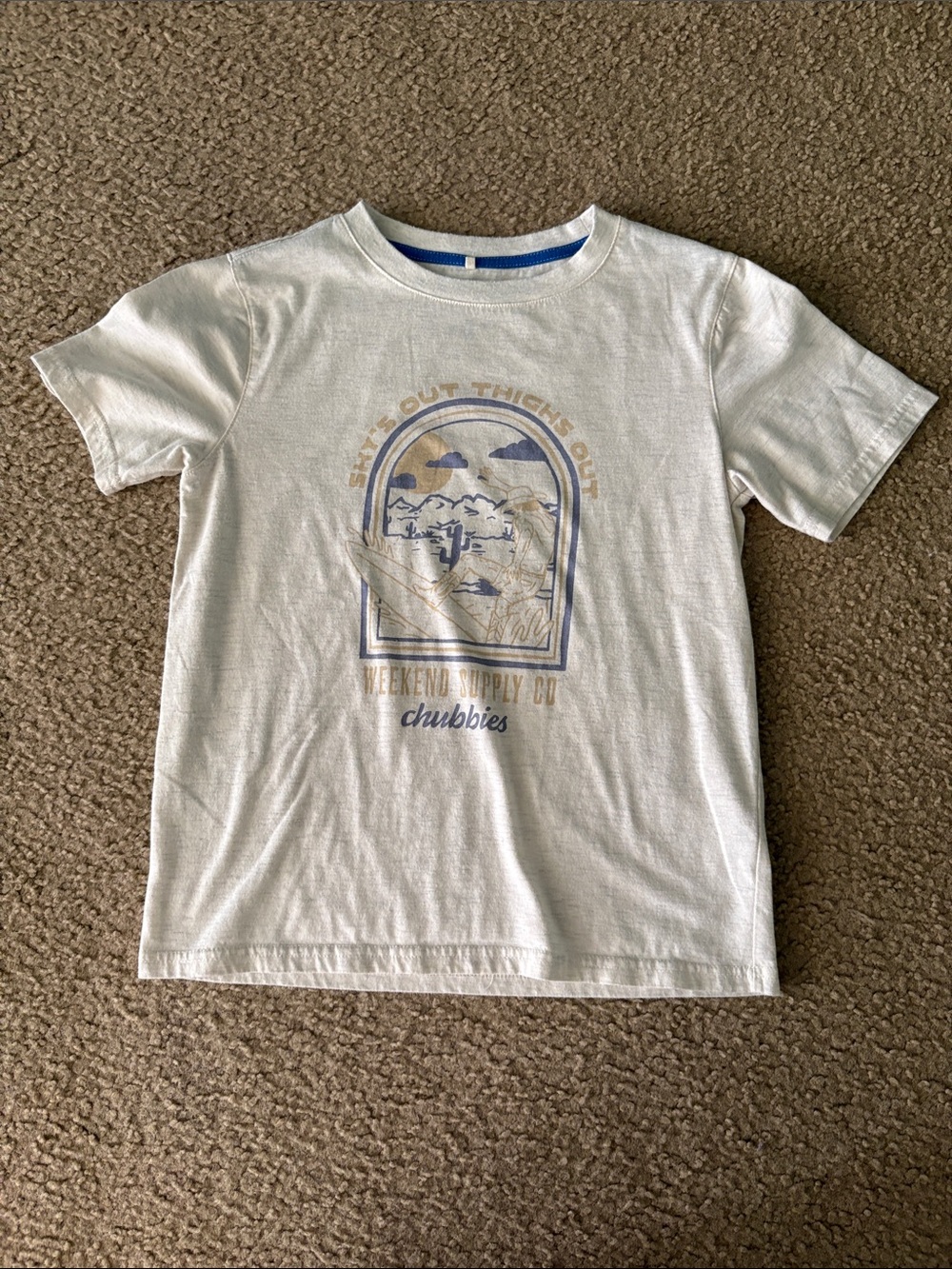 chubbies White Kids Graphic Tee with Blue and Tan Print